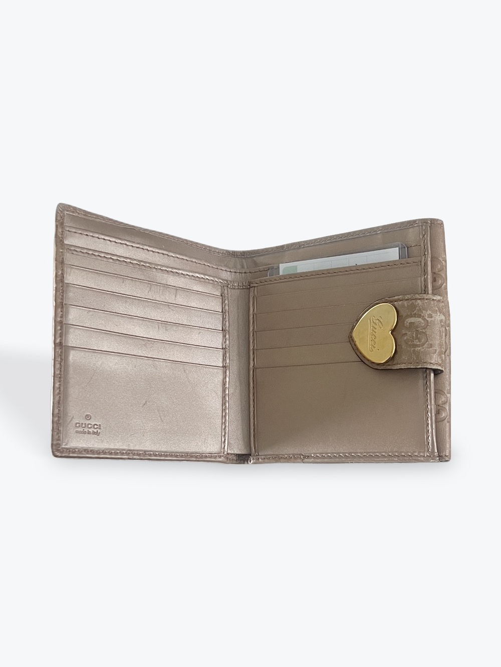 Gucci Brown Embossed GG Leather Wallet with Gold Heart - Picture 3 of 7